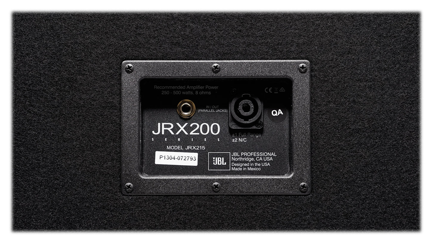 (2) JBL JRX215 1000 Watt 15" DJ PA Speakers+Powered 4-Ch. Mixer+Stands+Cables