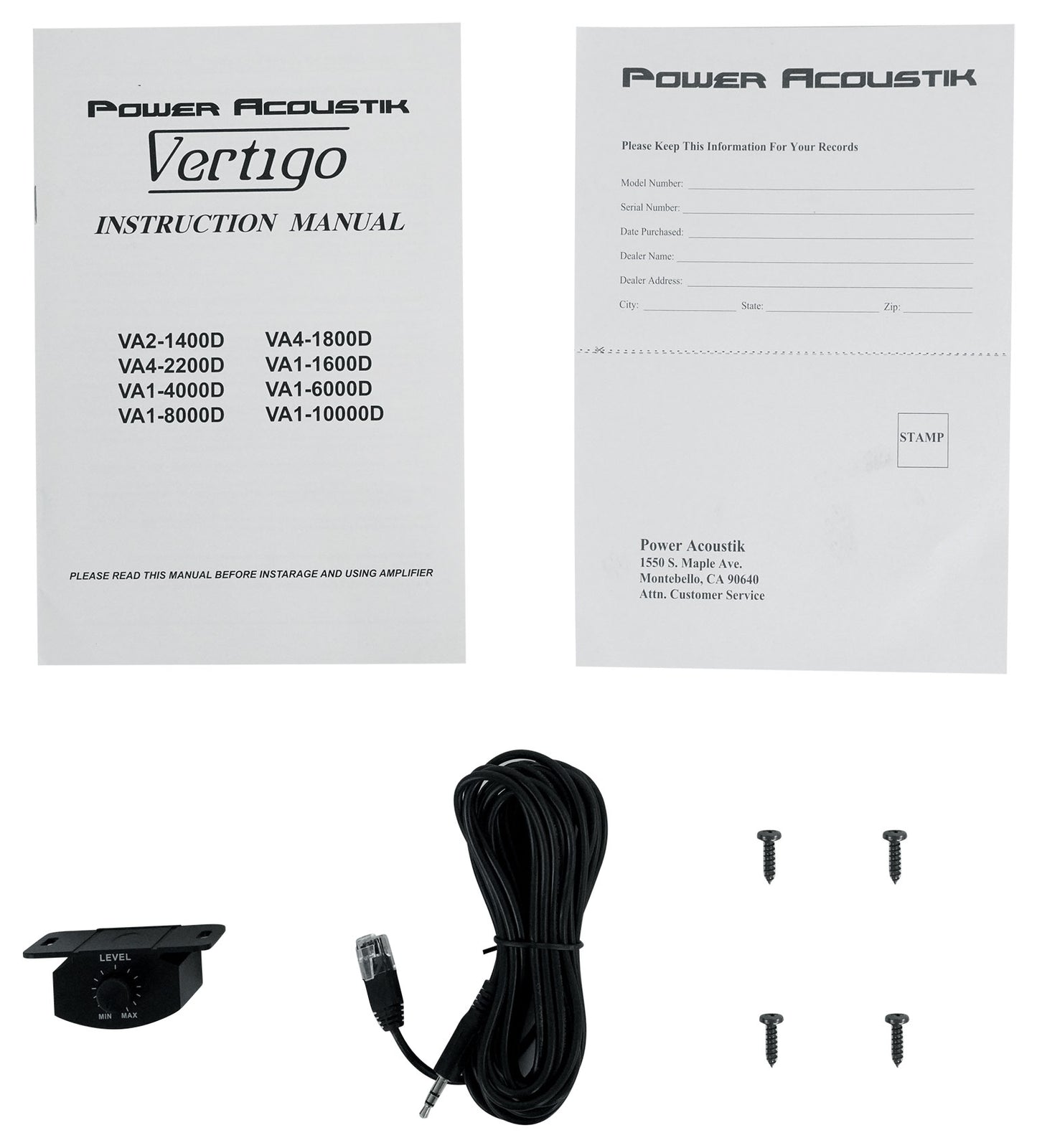 Power Acoustik VA1-10000D 10,000w Mono Class D Car 1-Ohm Car Amplifier+Amp Kit