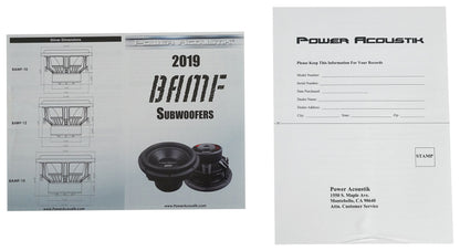 Power Acoustik BAMF-124 12" 3500w Car Audio Subwoofer+Sealed Sub Box Enclosure