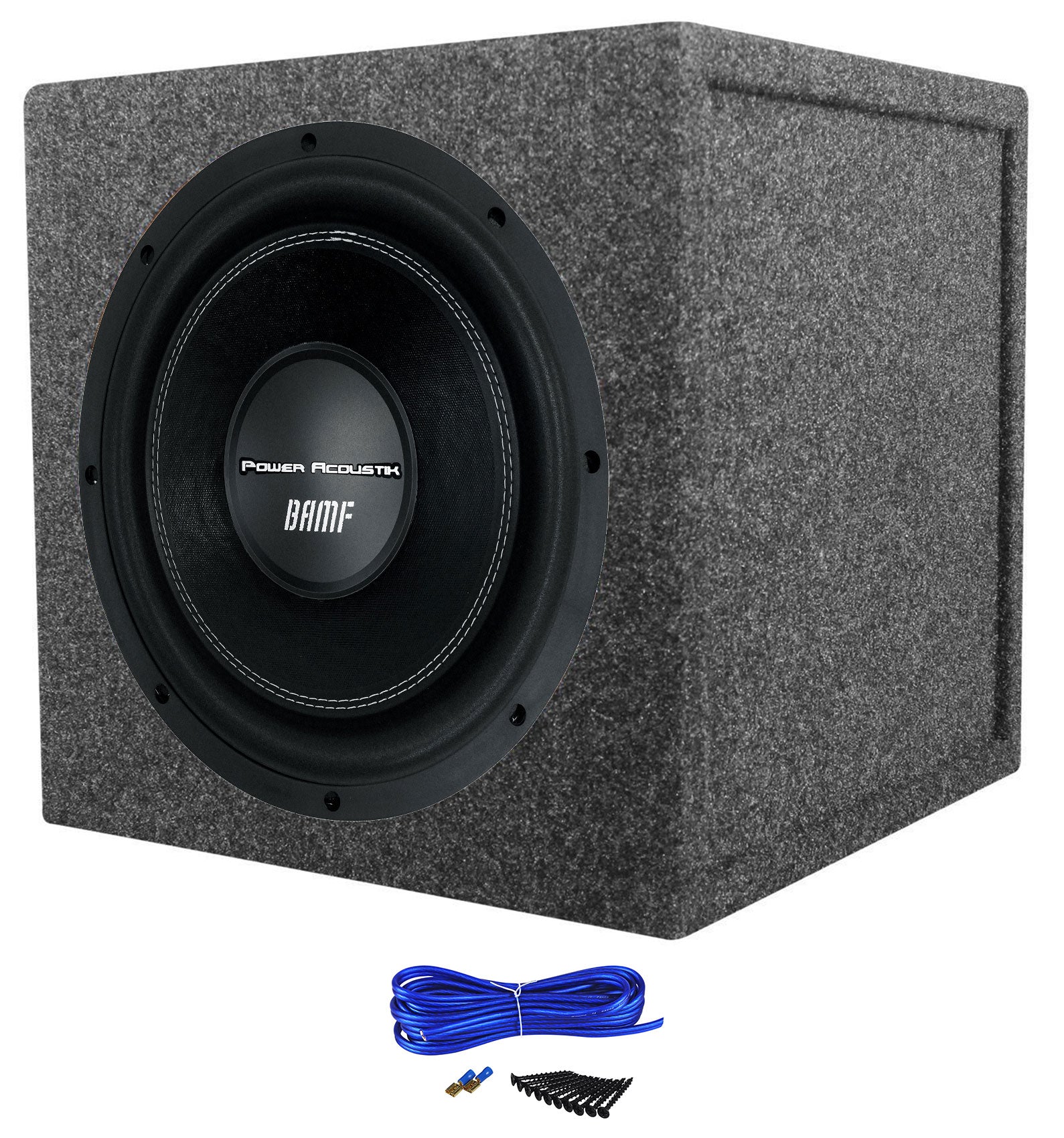 Power Acoustik BAMF-122 12" 3500w Car Audio Subwoofer+Sealed Sub Box Enclosure