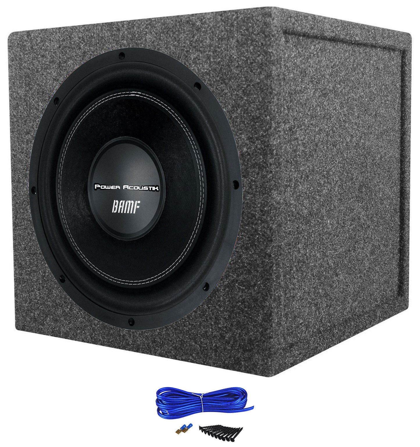 Power Acoustik BAMF-124 12" 3500w Car Audio Subwoofer+Sealed Sub Box Enclosure