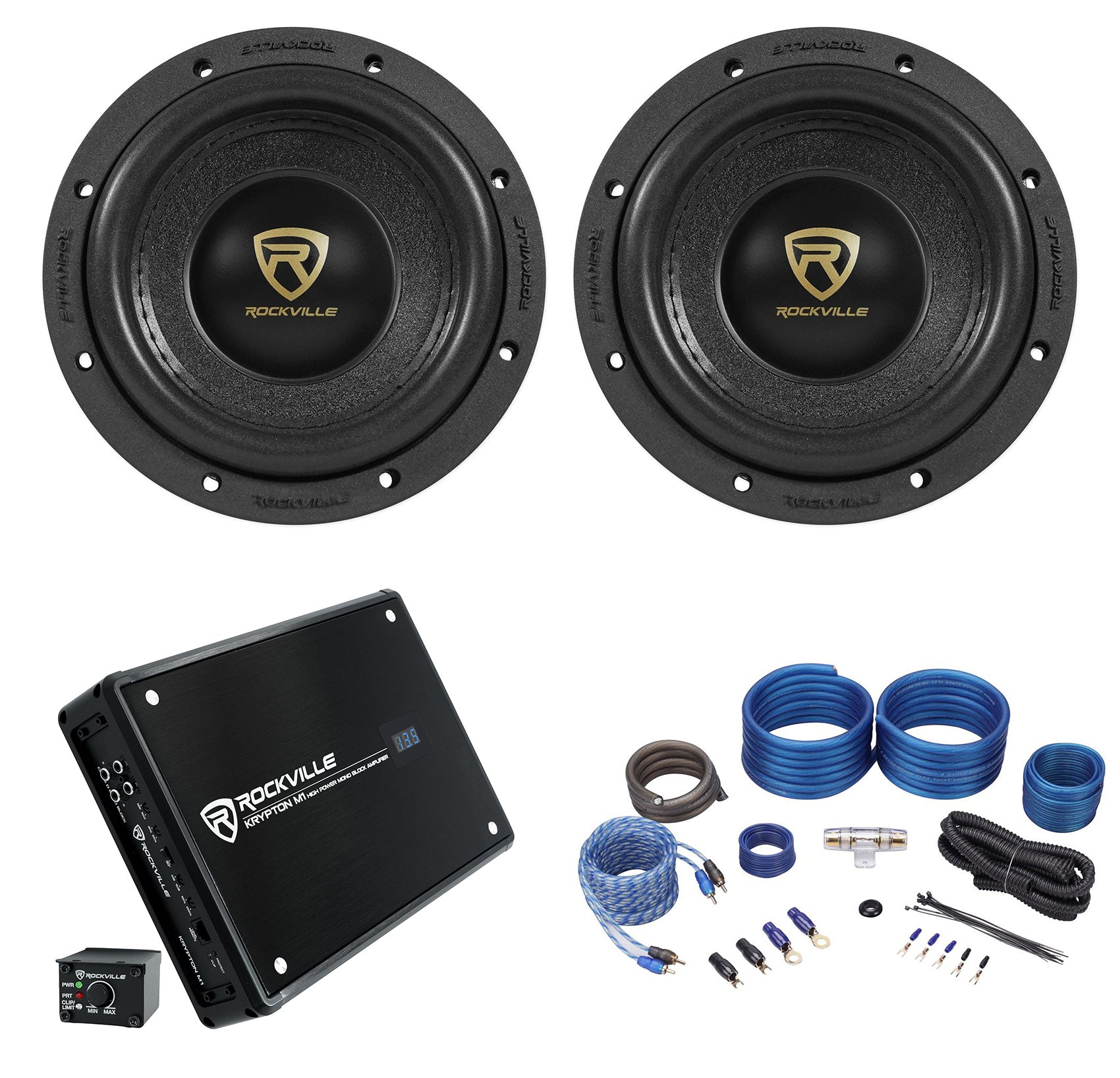 W65K9D4 6.5" Subwoofers 2‑Pack + KRYPTON M1 Mono Amp Bundle