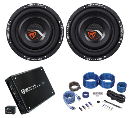 W8T4‑S2 8" Shallow Subwoofers 2‑Pack + KRYPTON M1 Mono Amp Bundle