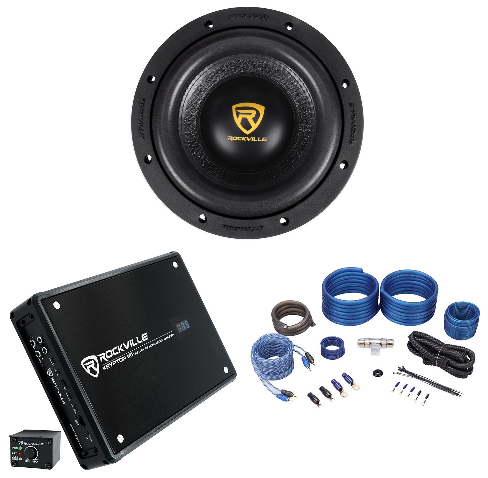 W8K9D2 8" Subwoofer + KRYPTON M1 Mono Amp Bundle