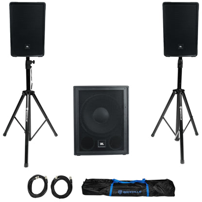 2) JBL IRX112BT 12" 1300w Powered PA Speakers w/ Bluetooth+15" Powered Subwoofer