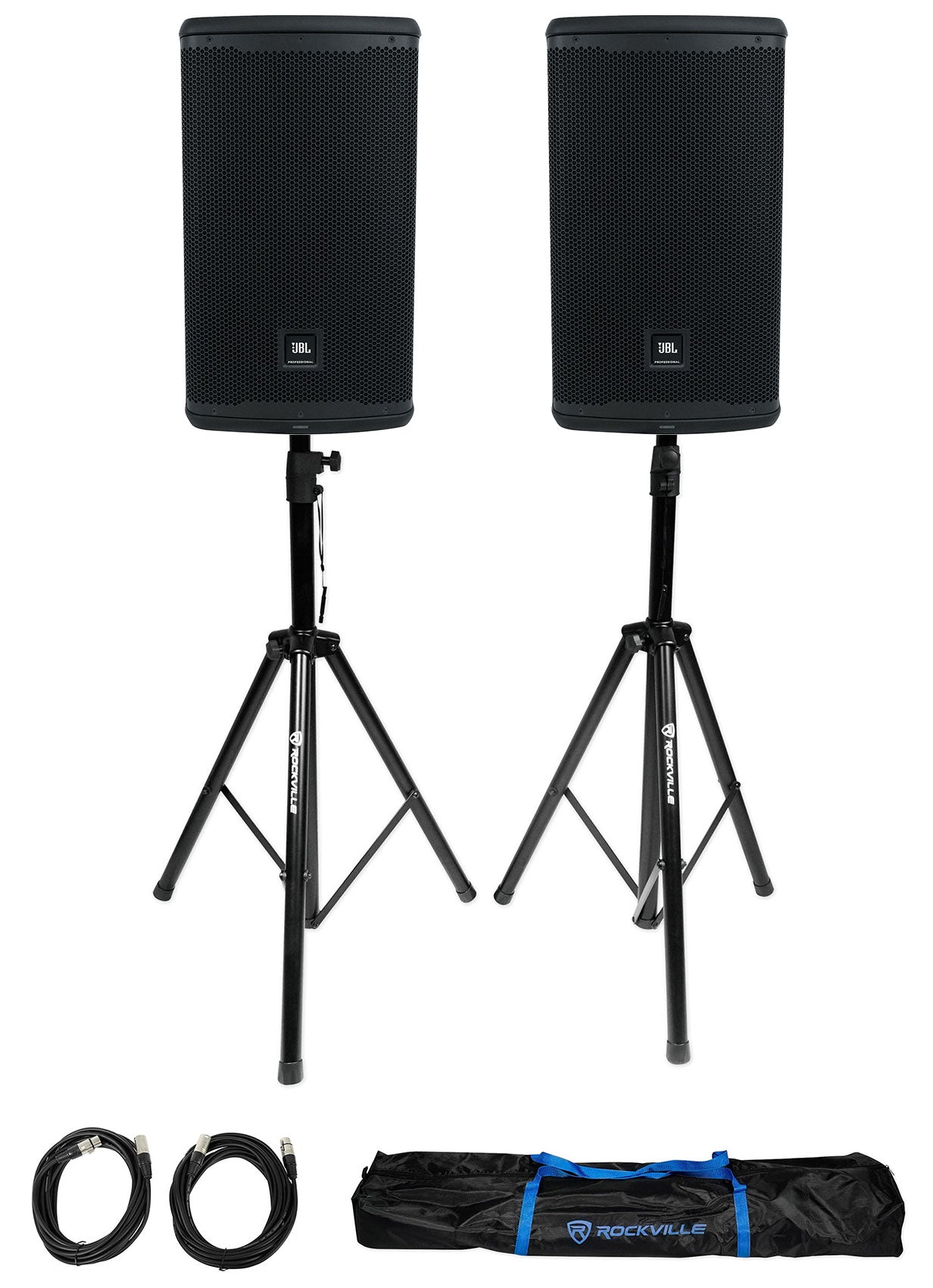 (2) JBL EON710 10" 1300w Powered Active DJ PA Speakers w/Bluetooth/DSP+Stands