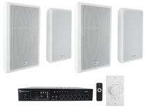RCS80-1 60W Amplifier + RockSlim 70W White Speakers 4-Pack + VOL70100 White Bundle