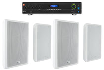 JBL Commercial Amplifier+(4) Slim White Wall Speakers for Restaurant/Bar/Cafe