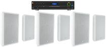 JBL Commercial Amplifier+(6) Slim White Wall Speakers for Restaurant/Bar/Cafe
