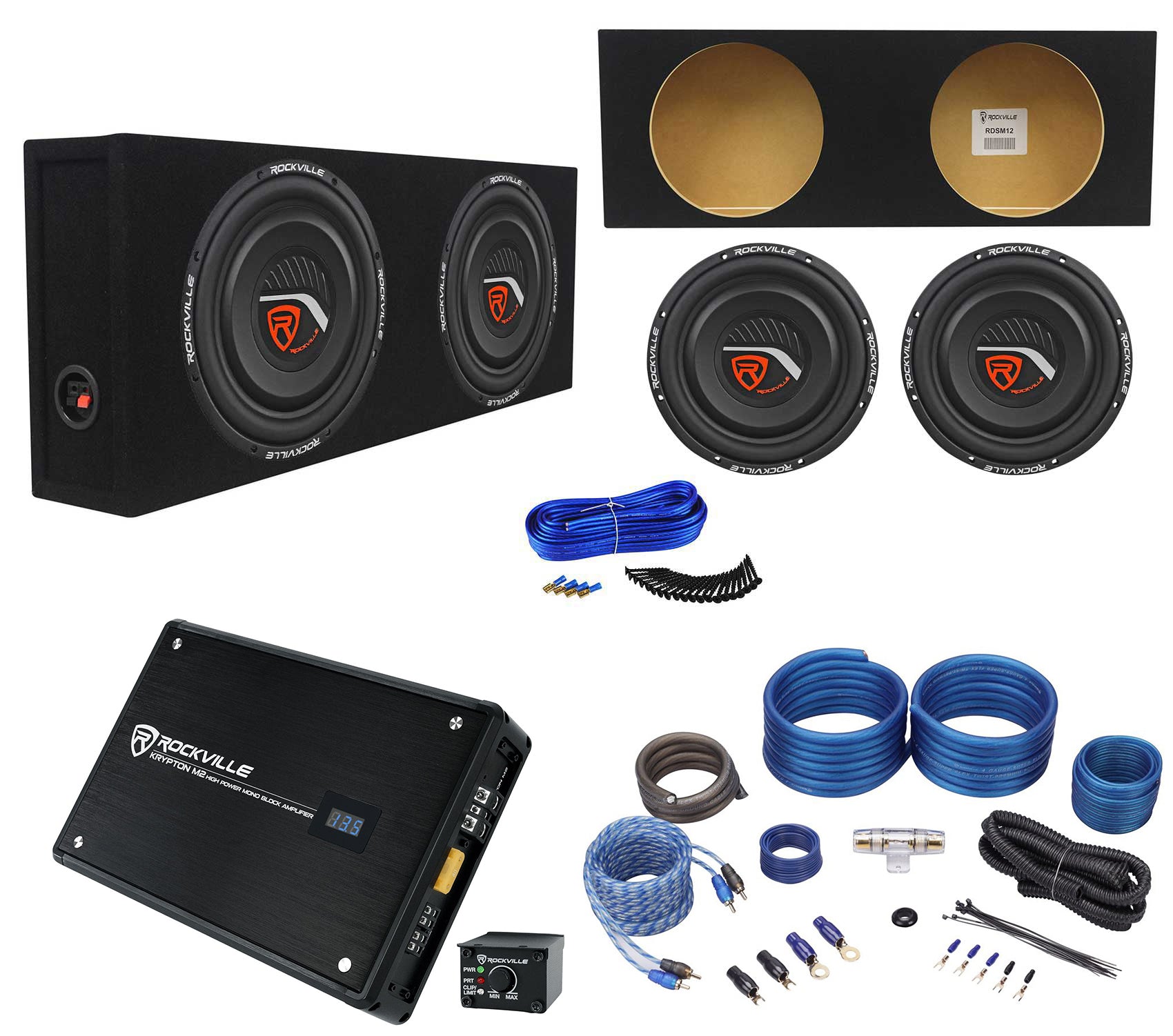W12T4S2 12 2-Pack + KRYPTON-M2 Mono Amplifier Bundle