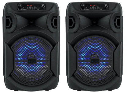 2 Technical Pro BOOMPACK8 8" Wireless Rechargeable Bluetooth Speakers+Microphone