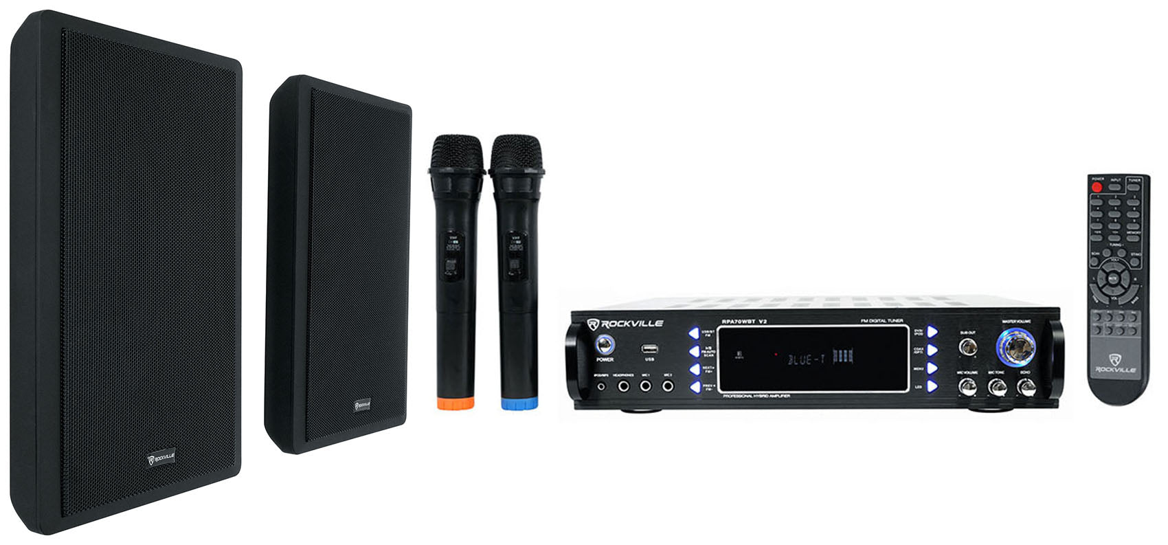 RPA70WBT V2 Receiver + RockSlim White 5.25" Speakers 2-Pack Bundle