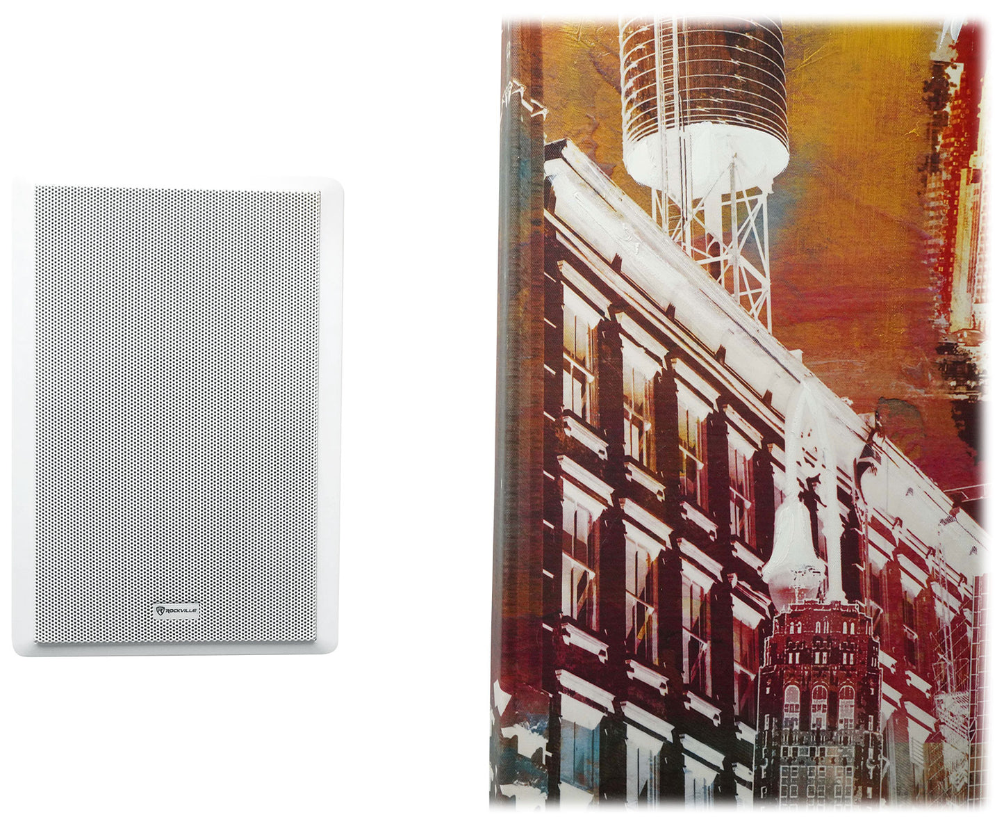 JBL Commercial Amplifier+(4) Slim White Wall Speakers for Restaurant/Bar/Cafe