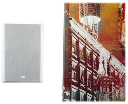 JBL Commercial Amplifier+(4) Slim White Wall Speakers for Restaurant/Bar/Cafe