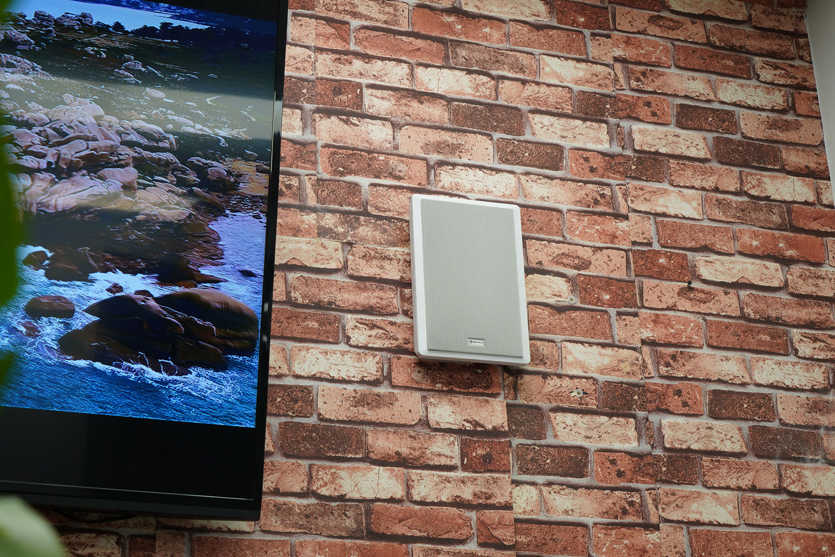 JBL Commercial Amplifier+(4) Slim White Wall Speakers for Restaurant/Bar/Cafe