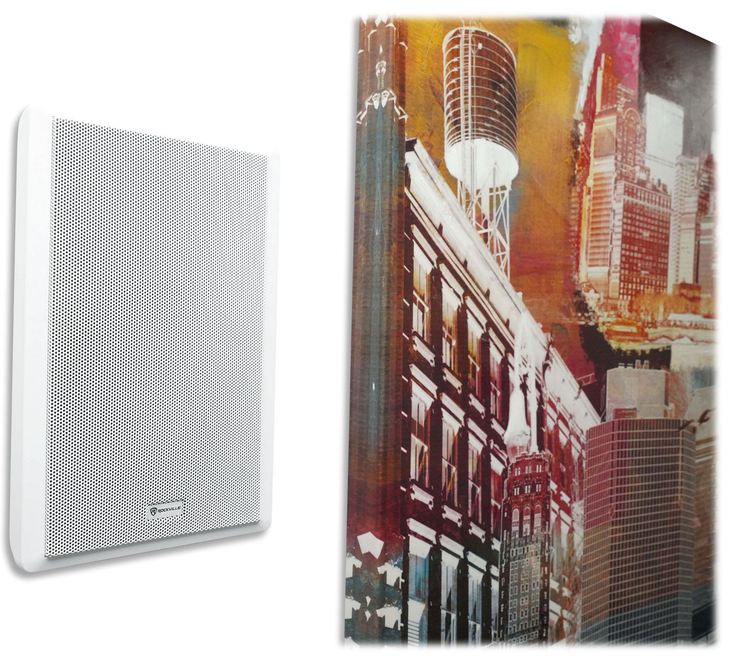 JBL Commercial Amplifier+(6) Slim White Wall Speakers for Restaurant/Bar/Cafe