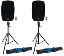 BPA15 15" Speakers 2-Pack + Crank-Up Stands Bundle
