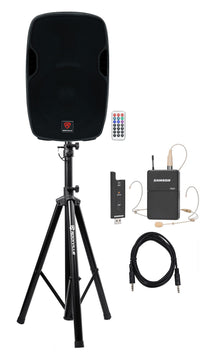 BPA15 15" Speaker + Samson Headset Mic Bundle