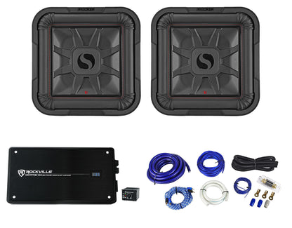 2 KICKER 46L7T124 12" 1200w L7T Subwoofers Solo-Baric Sub+Mono Amplifier+Amp Kit