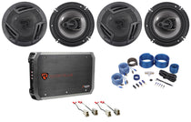 RV6.3A 6.5" Speakers 4-Pack + 4‑Channel Amplifier & Wiring Kit Bundle