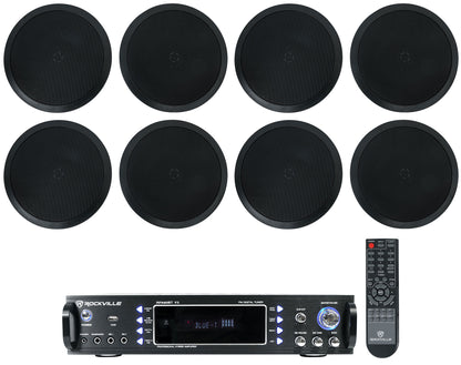 RPA60BT Receiver + HC85-16 Black 8" Speakers 4-Pair Bundle