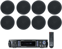 RPA60BT Receiver + HC55-16 Black 5.25" Speakers 4-Pair Bundle