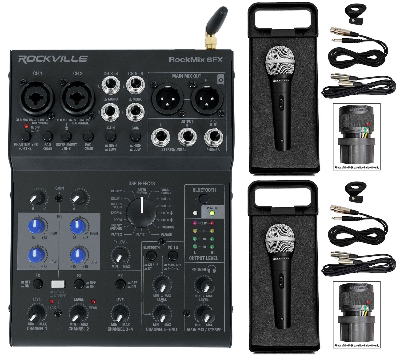 RockMix 6FX + (2) RMC-XLR Bundle