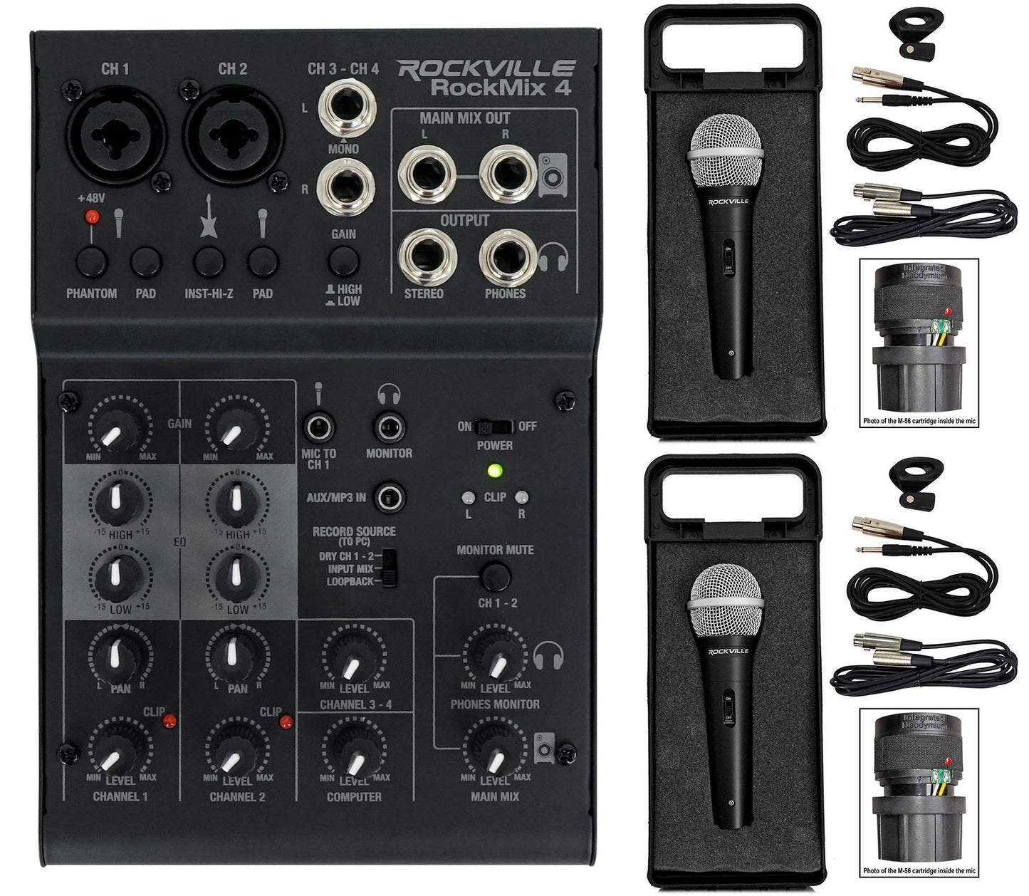 RockMix 4 + RMC-XLR Microphones 2-Pack Bundle