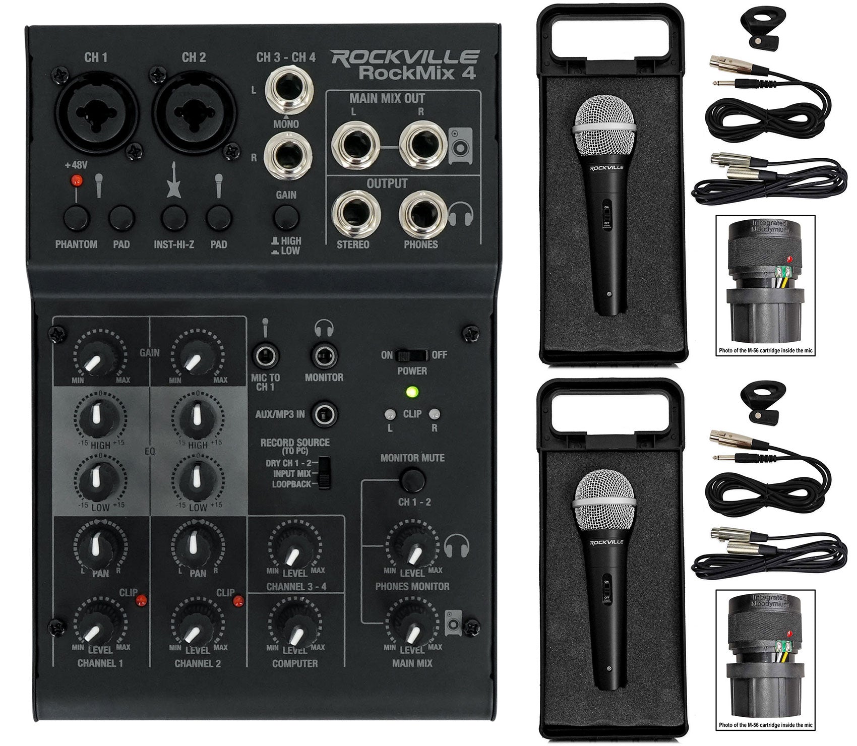 RockMix 4 + RMC-XLR Microphones 2-Pack Bundle