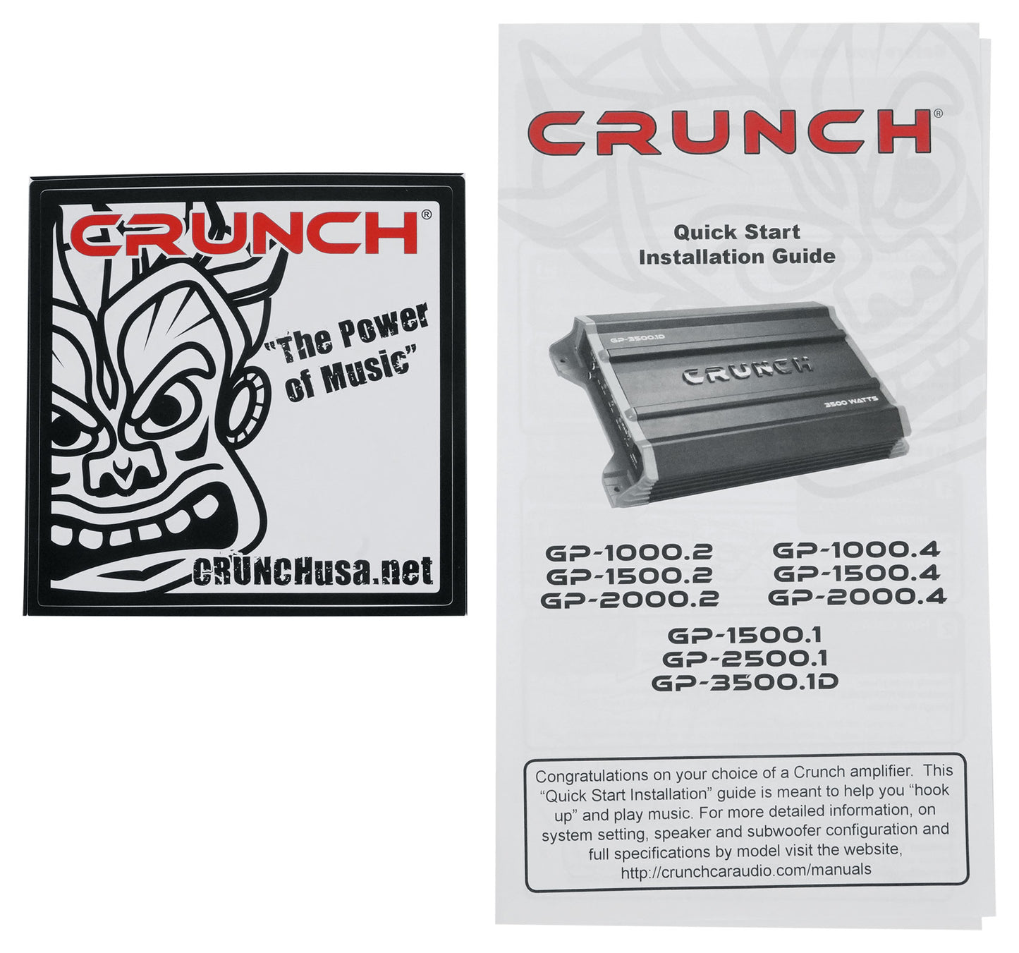 Crunch GP-2000.2 Ground Pounder 2000 Watt 2-Channel Car Stereo Amplifier+Amp Kit