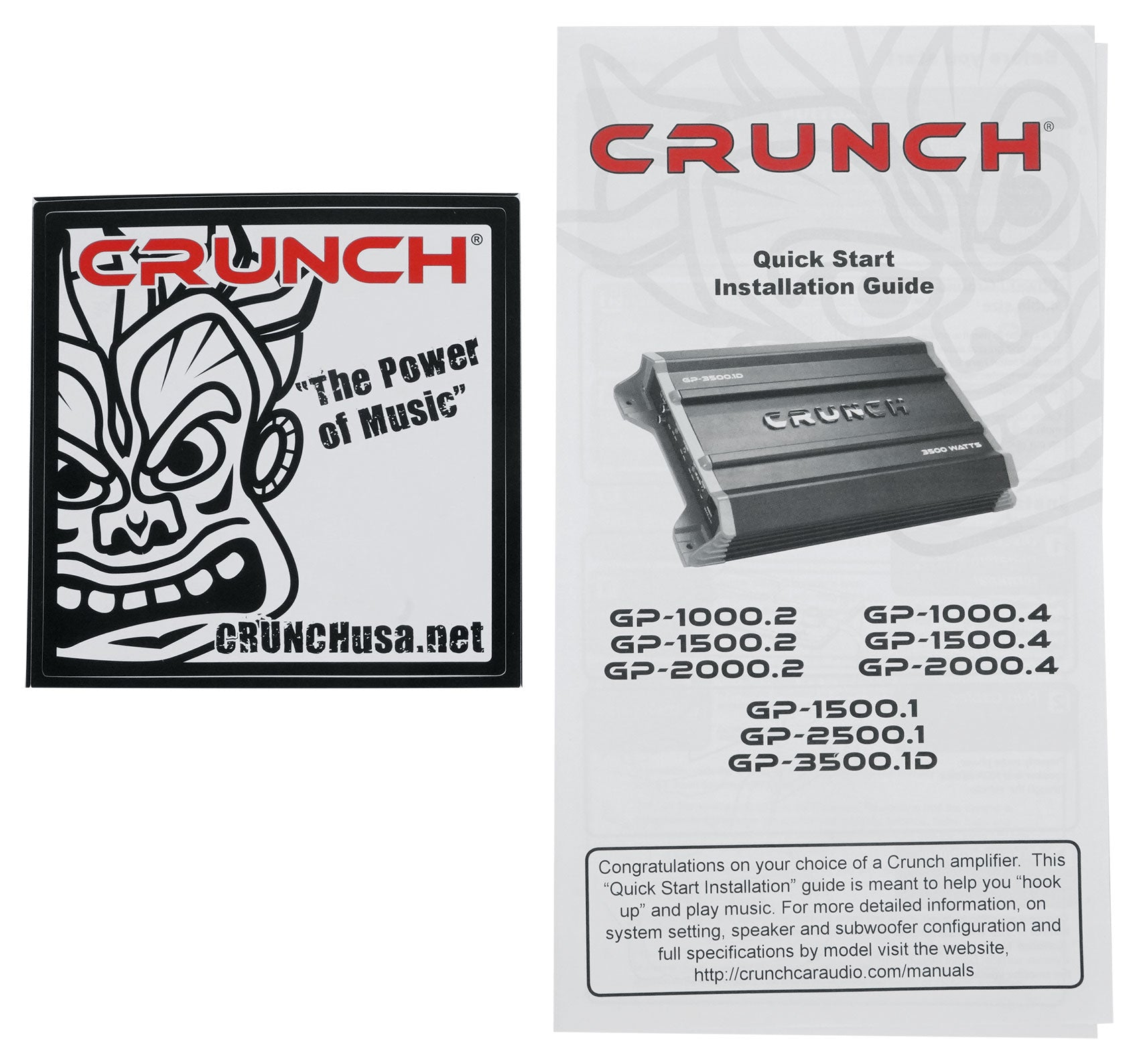 Crunch GP-2000.2 Ground Pounder 2000 Watt 2-Channel Car Stereo Amplifier+Amp Kit