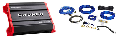 Crunch GP-2000.2 Ground Pounder 2000 Watt 2-Channel Car Stereo Amplifier+Amp Kit