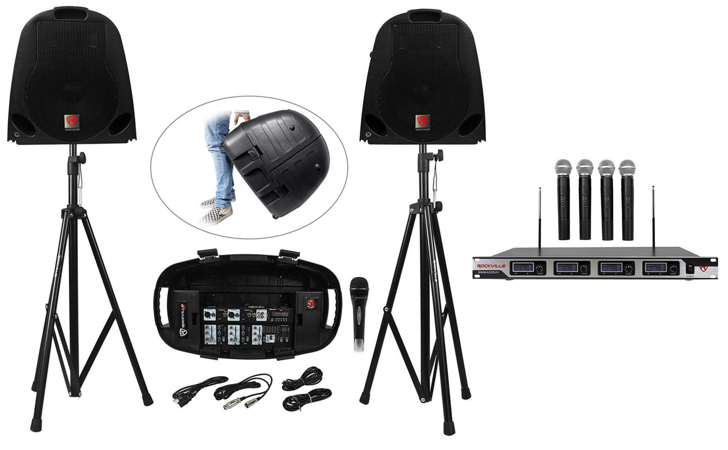 GB1 Portable PA + RWM4200VH 4-Mic System Bundle