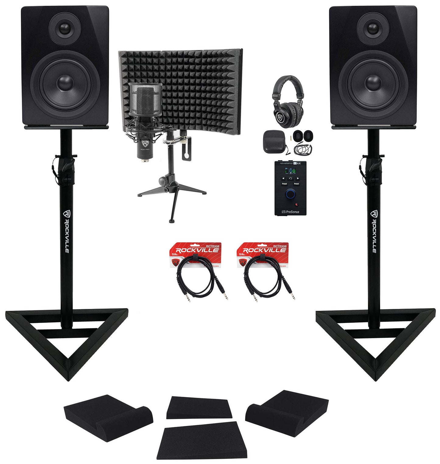 Presonus Revelator Recording Kit Interface+Monitors+Stands+Mic+Headphones+Shield