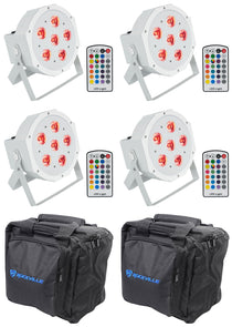 Battery Par 6RF White 4-Pack + RLB90 Lighting Bags Bundle