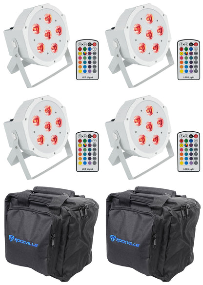 Battery Par 6RF White 4-Pack + RLB90 Lighting Bags Bundle