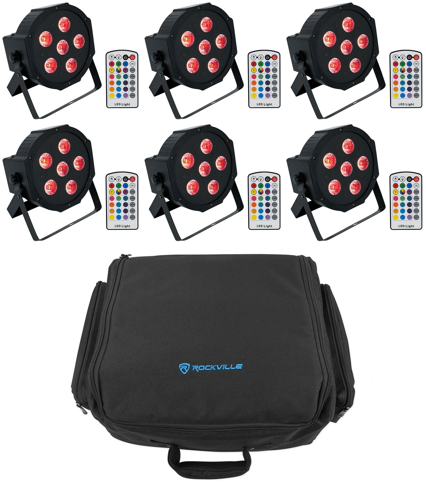 BATTERY PAR 6RF Lights 6-Pack + RLBP6 Backpack Bundle