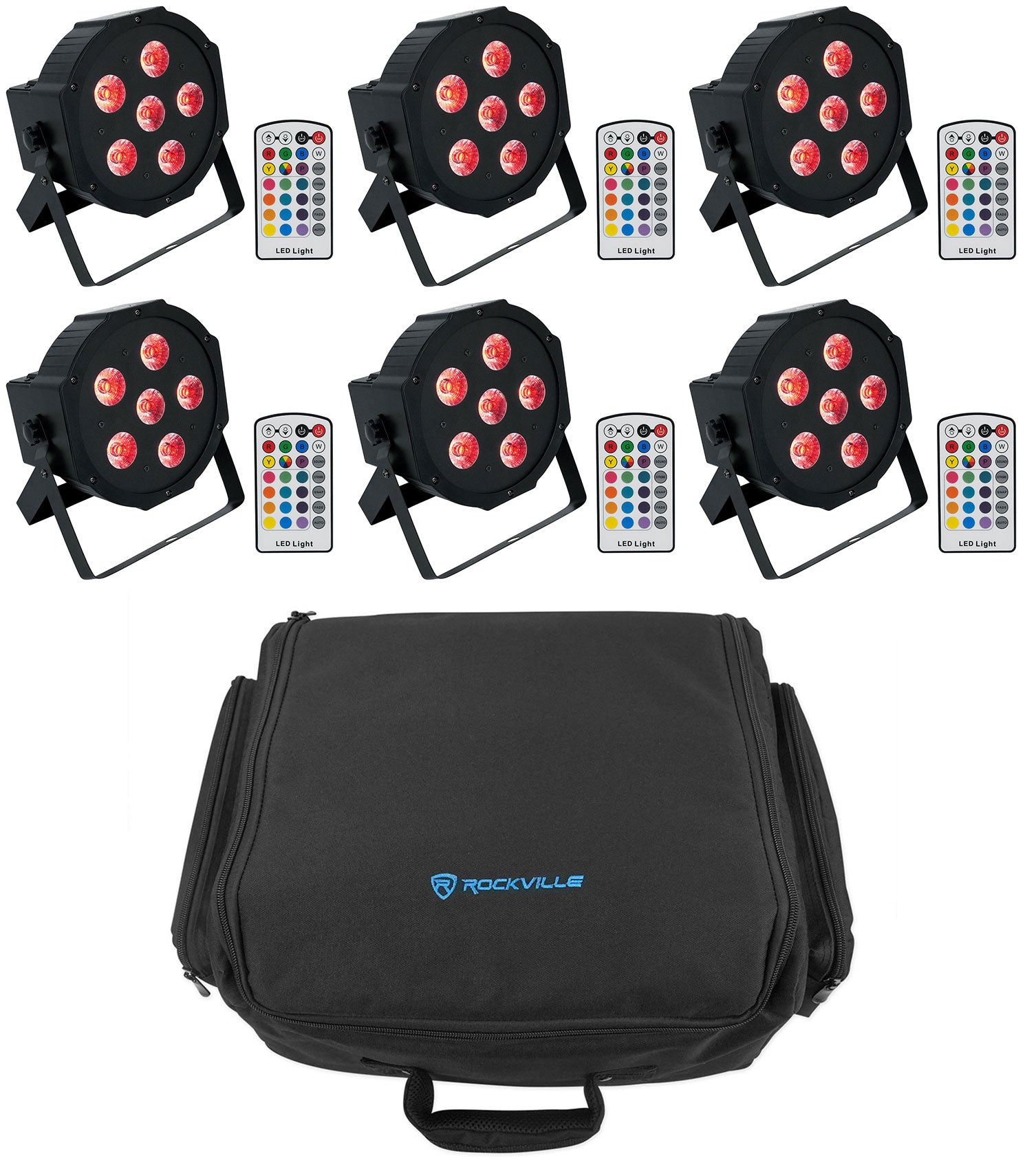 BATTERY PAR 6RF Lights 6-Pack + RLBP6 Backpack Bundle