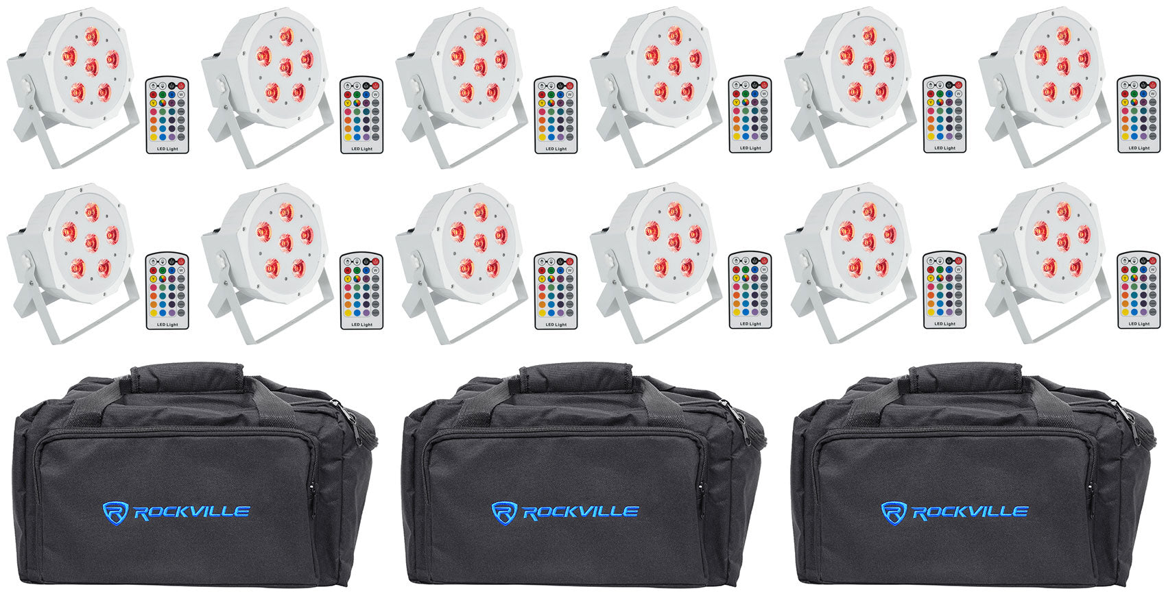 Battery Par 6RF White 12-Pack + RLB80 Lighting Bags Bundle
