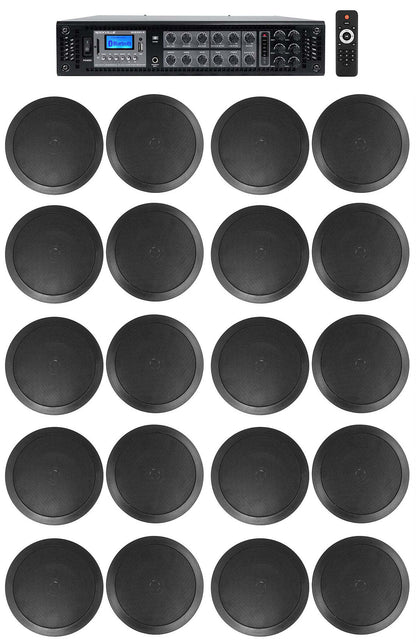 CC65T Black 20-Pack + RCS350-6 6-Zone 350W Amp Bundle