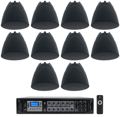 PEN-525T Black 10-Pack + RCS350-6 6-Zone 350W Amp Bundle