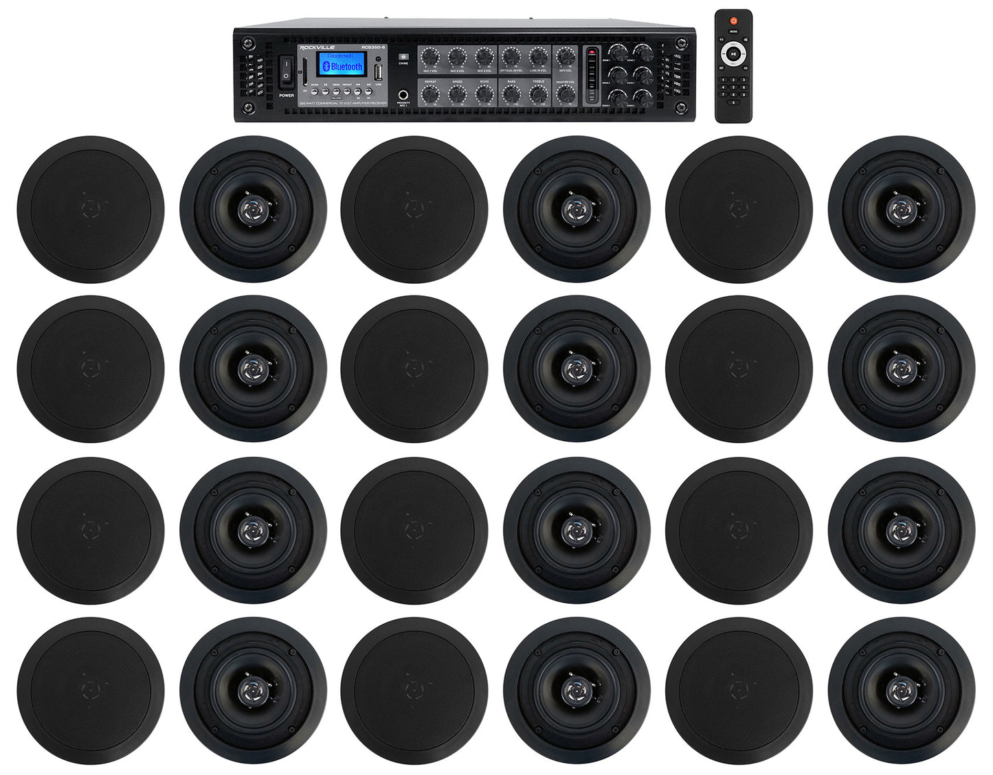 CC525T Black 24-Pack + RCS350-6 6-Zone 350W Amp Bundle