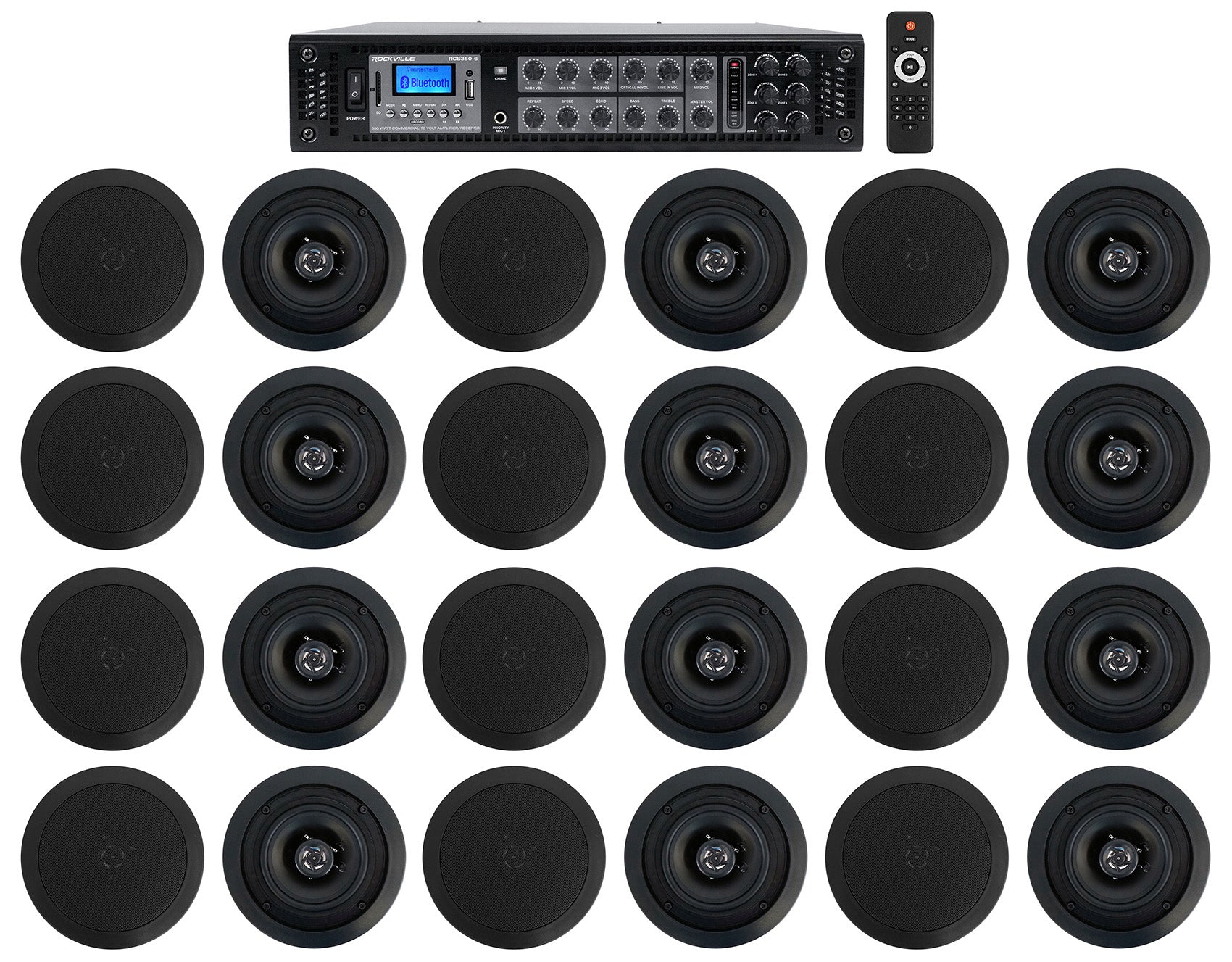 CC525T Black 24-Pack + RCS350-6 6-Zone 350W Amp Bundle