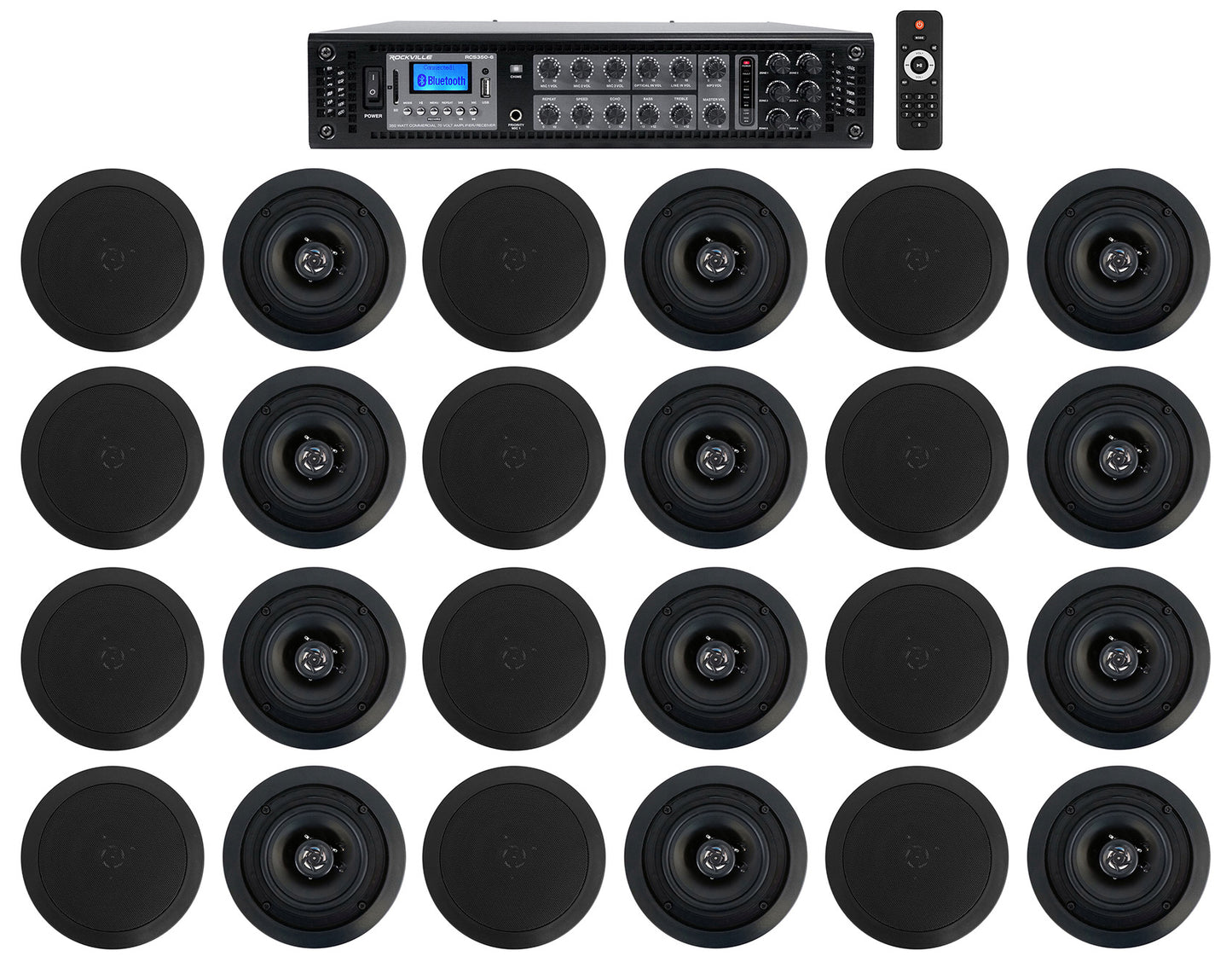 CC525T Black 24-Pack + RCS350-6 6-Zone 350W Amp Bundle