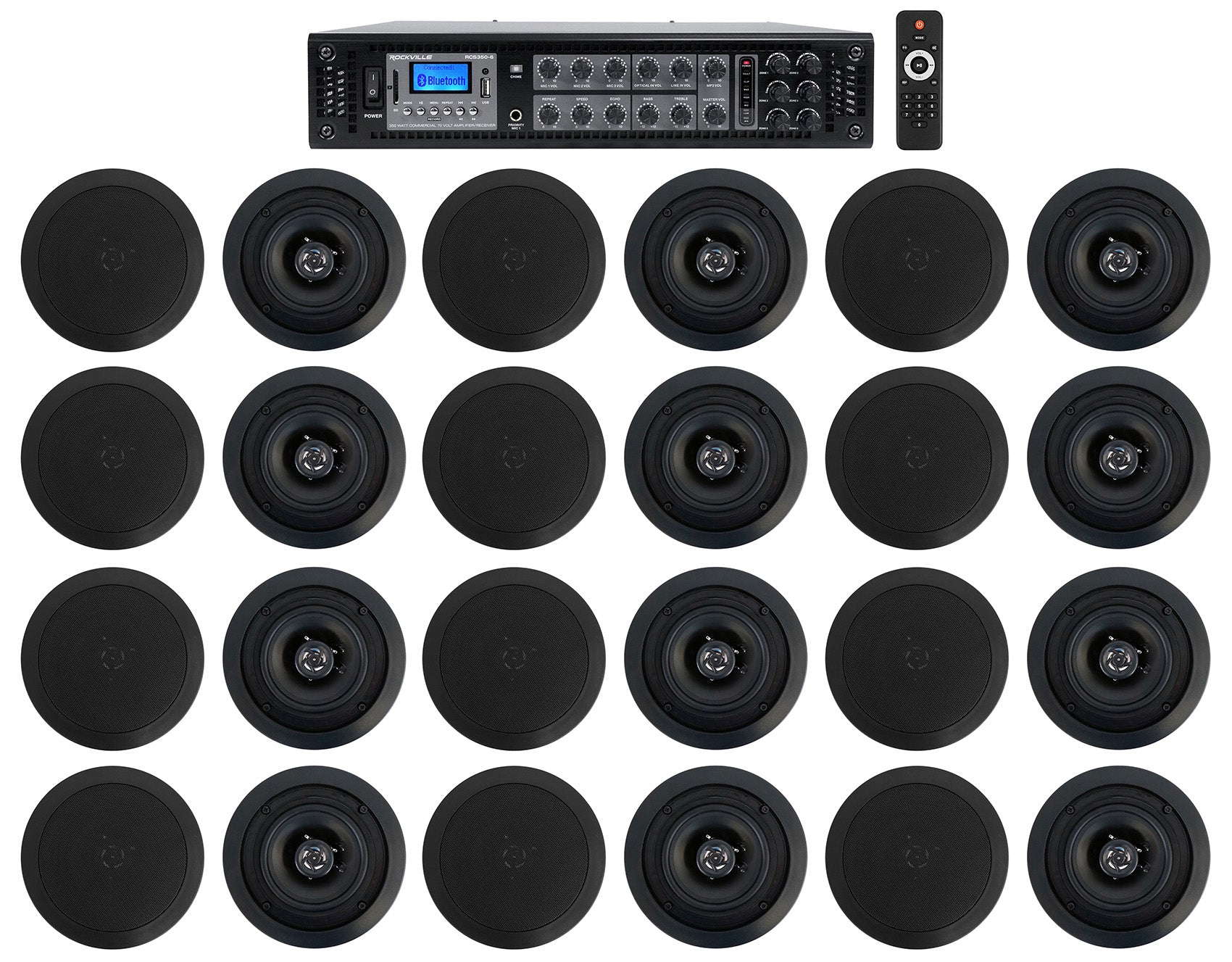 CC525T Black 24-Pack + RCS350-6 6-Zone 350W Amp Bundle