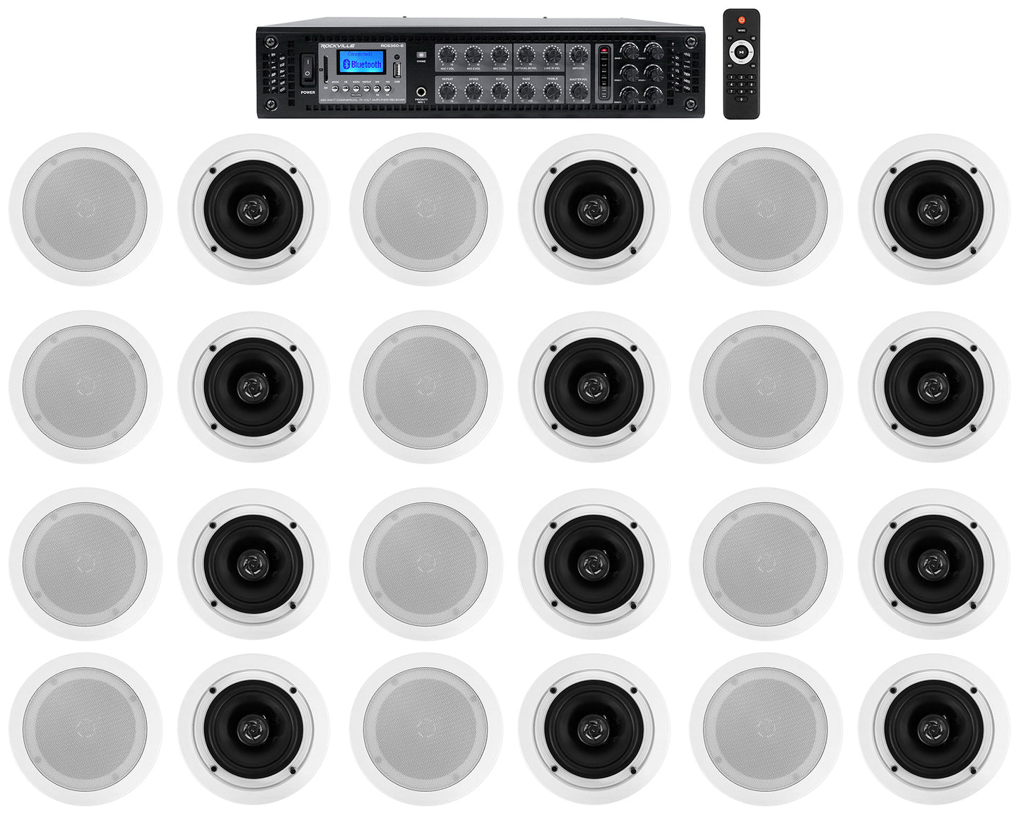 CC525T White 24-Pack + RCS350-6 6-Zone 350W Amp Bundle