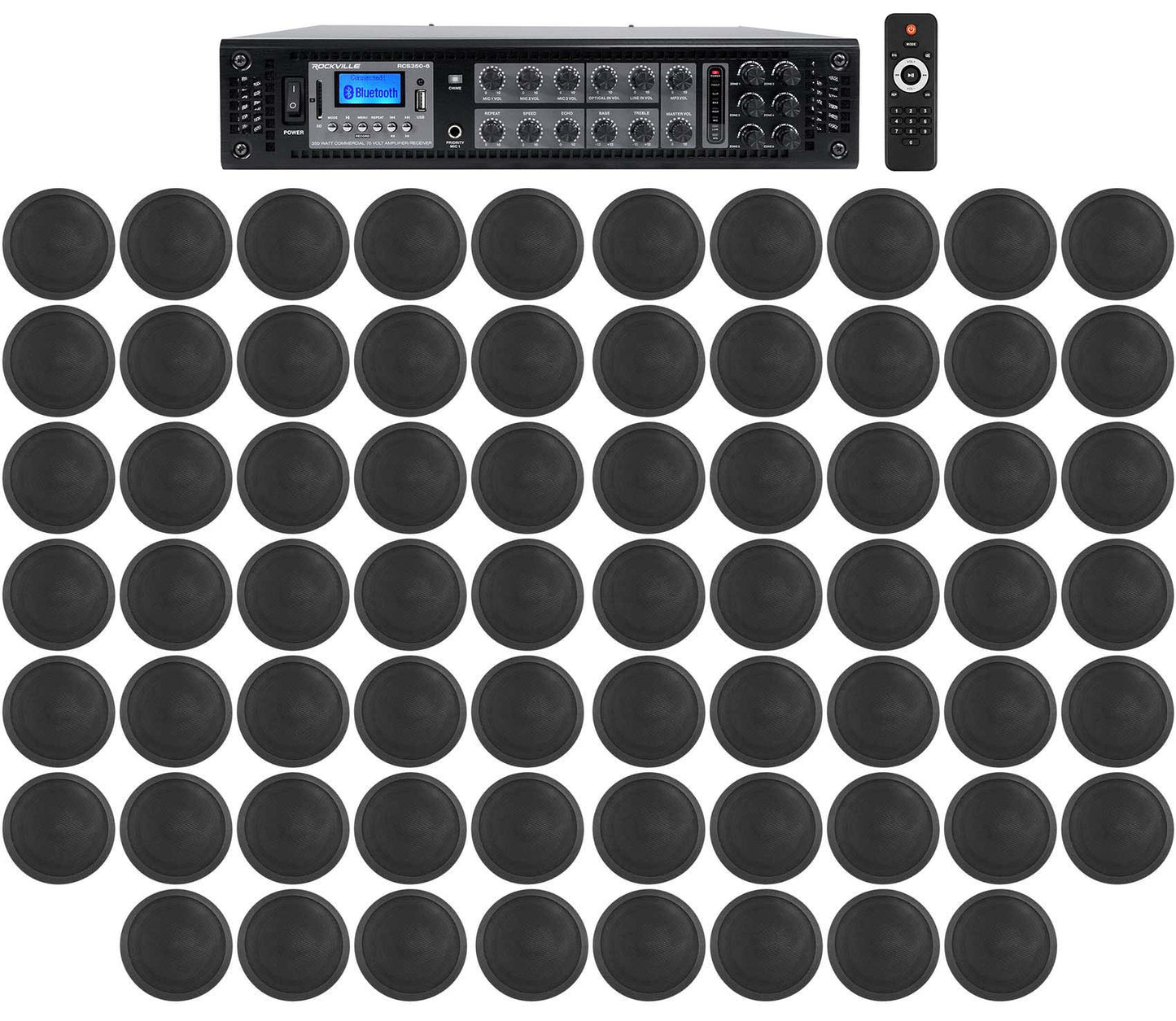 CCL5T Black 68-Pack + RCS350-6 6-Zone 350W Amp Bundle