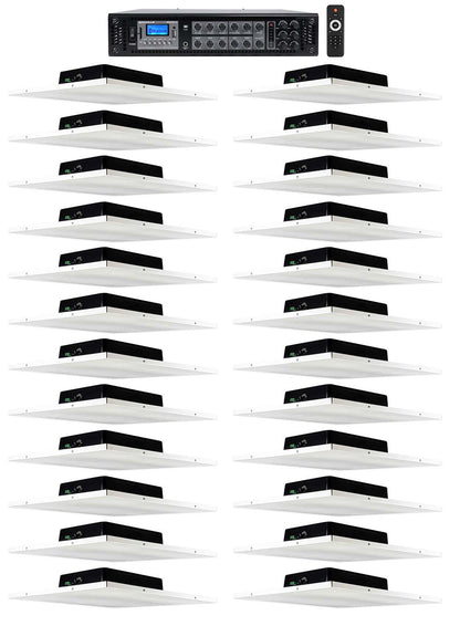 RCS350-6 6-Zone 350W Amp + Rockville DCS8T 8" Drop Ceiling 24-Pack Bundle