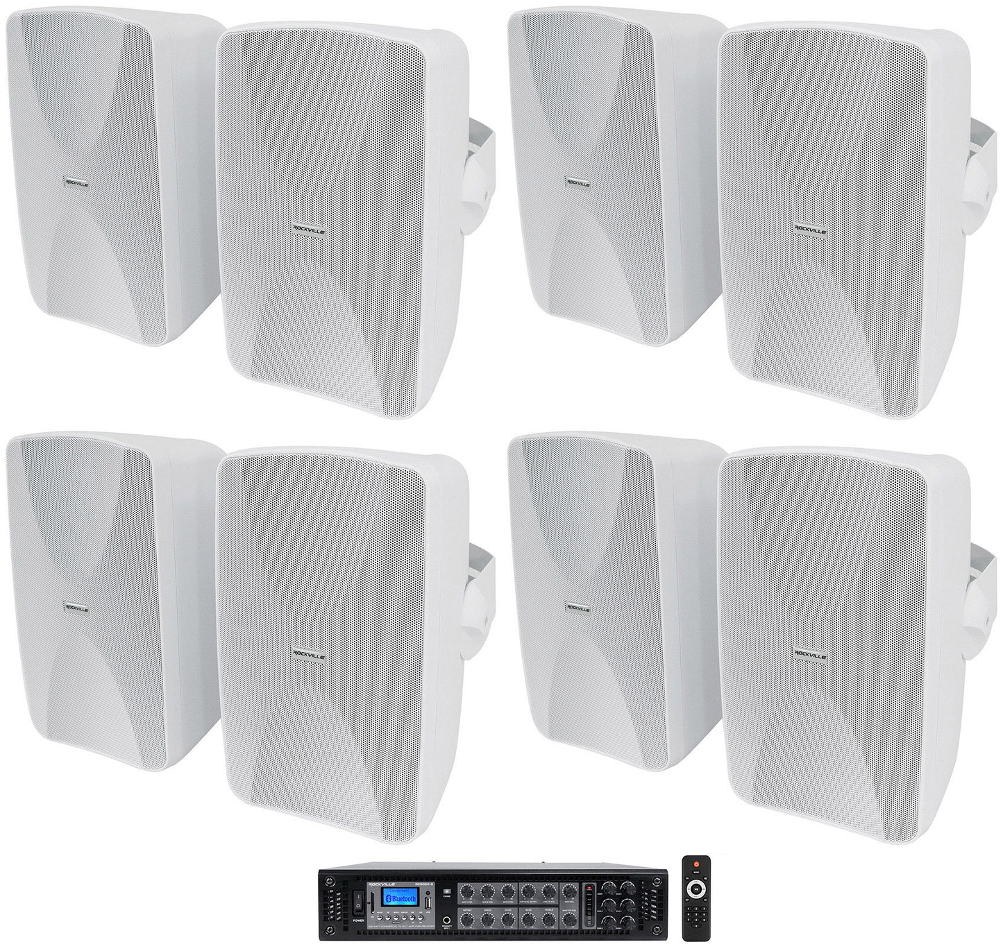 WET-6525 White 8-Pack + RCS350-6 Amplifier Bundle