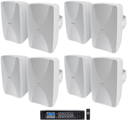WET-6525 White 8-Pack + RCS350-6 Amplifier Bundle